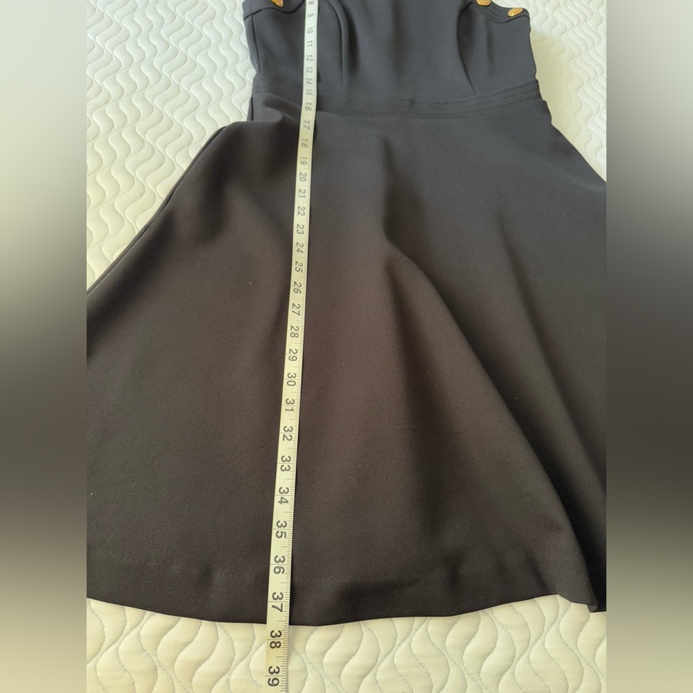 White House Black Market 4 Black Ponte Fit & Flare Gold Button A line Dress - Picture 10 of 12